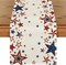 Primitive Old Style Stars American Flag Table Runner – 13x72 Inch Rustic Burlap Patriotic Decor – Vintage USA Decor for 4th of July & Memorial Day